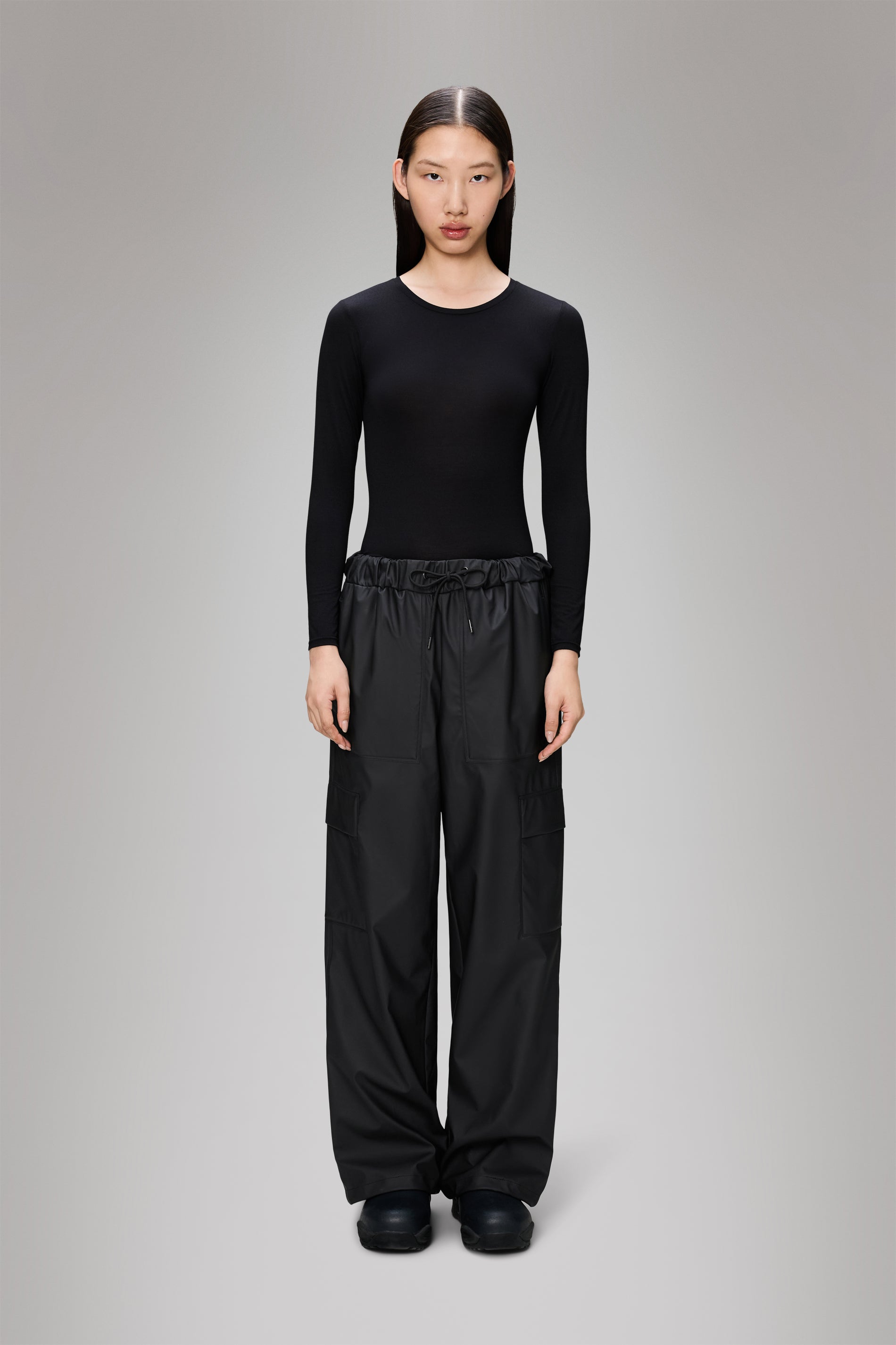 RAINS Cargo Rain Pants Wide Black Pants